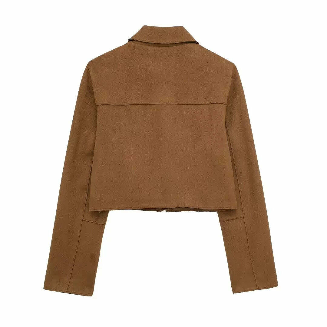 Wrenna Faux Suede Jacket - Y2K Summer Grunge, 90s Retro, Pastel Goth, Y2K Party & Club
