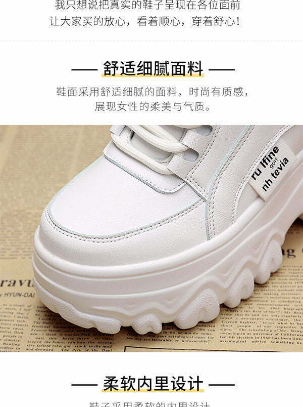 Y2Egirl Beige Platform Sneakers - Y2K Summer, 90s Grunge, Retro Hip Hop, Y2K Party Outfits