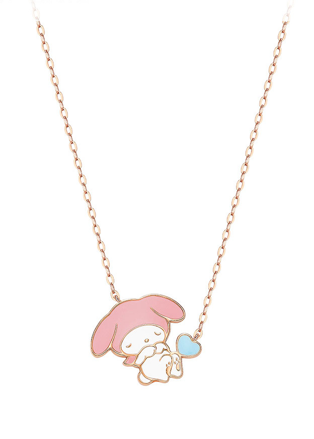 Y2K & 90s Grunge My Melody & Cinnamoroll 925 Sterling Silver Necklace - Tide Color x SANRIO