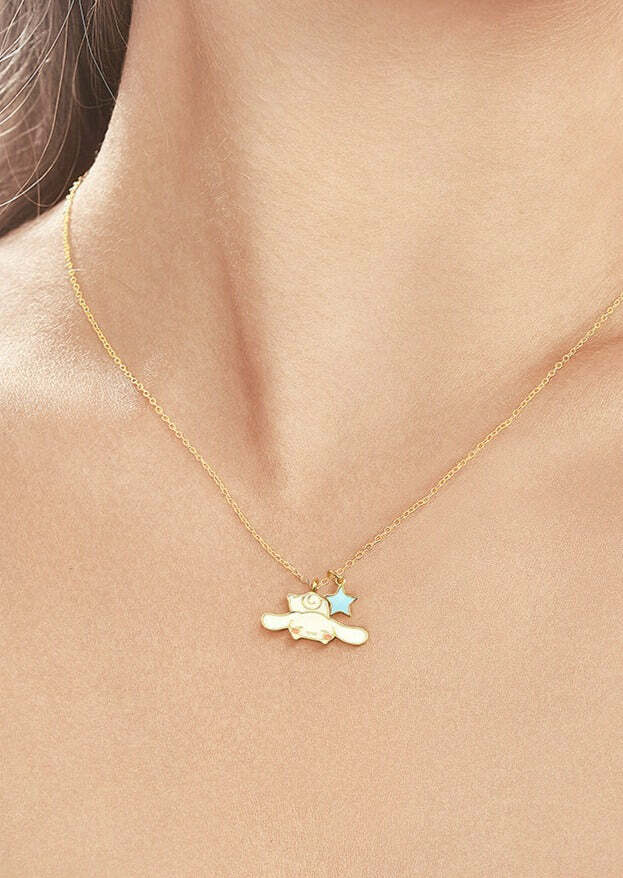 Y2K & 90s Grunge My Melody & Cinnamoroll 925 Sterling Silver Necklace - Tide Color x SANRIO