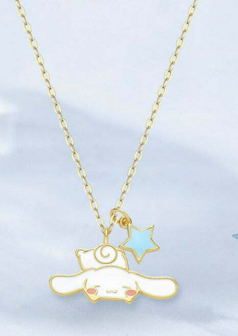 Y2K & 90s Grunge My Melody & Cinnamoroll 925 Sterling Silver Necklace - Tide Color x SANRIO