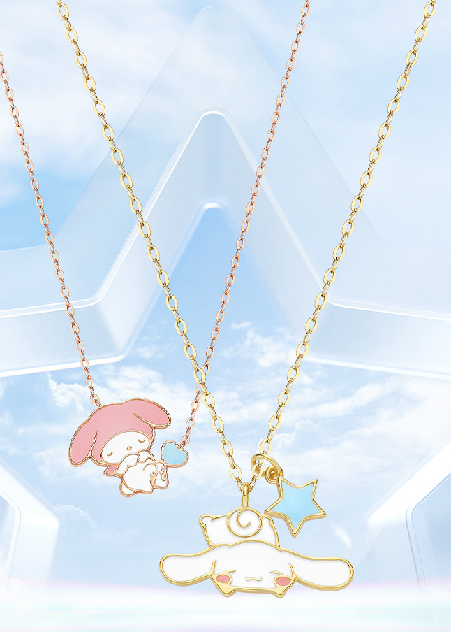 Y2K & 90s Grunge My Melody & Cinnamoroll 925 Sterling Silver Necklace - Tide Color x SANRIO