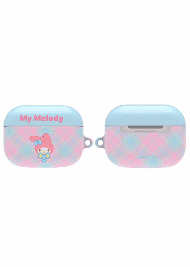 Y2K & 90s Hello Kitty Argyle AirPods Case Cover & Keychain - SANRIO Korea Retro Fashion