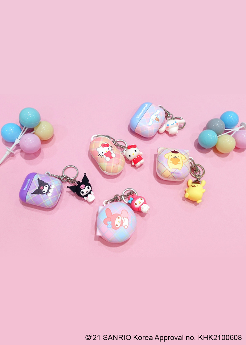Y2K & 90s Hello Kitty Argyle AirPods Case Cover & Keychain - SANRIO Korea Retro Fashion