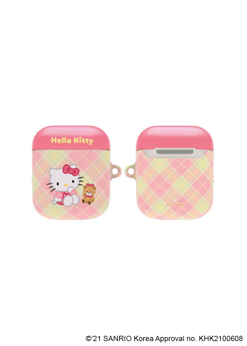 Y2K & 90s Hello Kitty Argyle AirPods Case Cover & Keychain - SANRIO Korea Retro Fashion