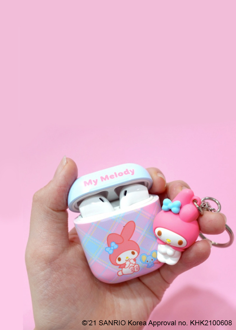 Y2K & 90s Hello Kitty Argyle AirPods Case Cover & Keychain - SANRIO Korea Retro Fashion