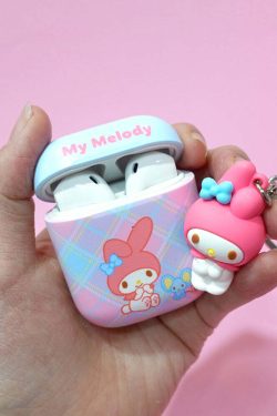 Y2K & 90s Hello Kitty Argyle AirPods Case Cover & Keychain - SANRIO Korea Retro Fashion