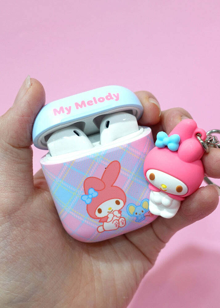 Y2K & 90s Hello Kitty Argyle AirPods Case Cover & Keychain - SANRIO Korea Retro Fashion