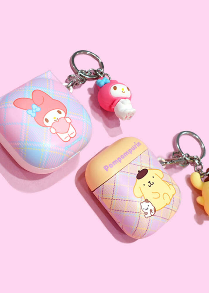 Y2K & 90s Hello Kitty Argyle AirPods Case Cover & Keychain - SANRIO Korea Retro Fashion