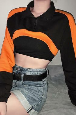 Y2K 90s Grunge Crop Top Sweatshirt - Retro Summer Outfit, Pastel Goth, Hip Hop Fashion
