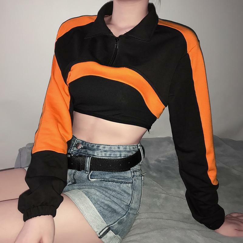 Y2K 90s Grunge Crop Top Sweatshirt - Retro Summer Outfit, Pastel Goth, Hip Hop Fashion