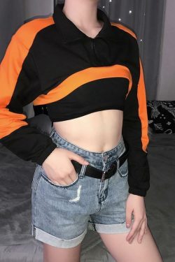 Y2K 90s Grunge Crop Top Sweatshirt - Retro Summer Outfit, Pastel Goth, Hip Hop Fashion