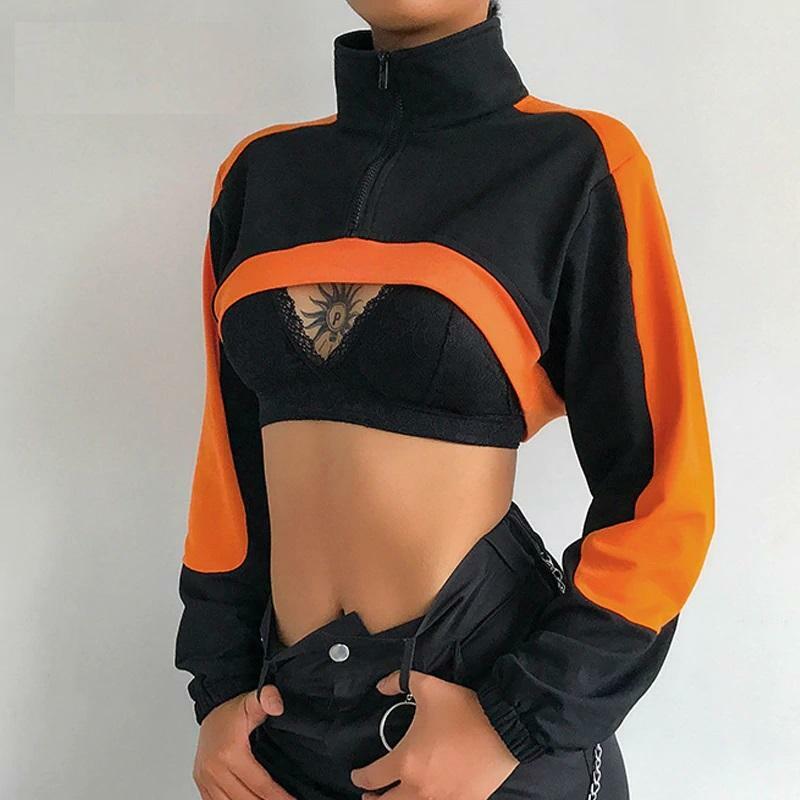 Y2K 90s Grunge Crop Top Sweatshirt - Retro Summer Outfit, Pastel Goth, Hip Hop Fashion