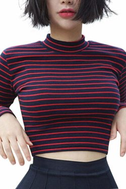 Y2K 90s Striped Long Sleeves Crop Top - Grunge, Retro, Summer, Party, and Club Outfits