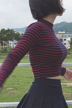 Y2K 90s Striped Long Sleeves Crop Top - Grunge, Retro, Summer, Party, and Club Outfits