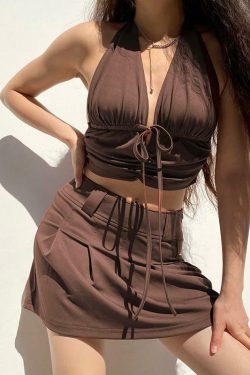 Y2K Aesthetic Beach Crop Top - Retro 90s Grunge Summer Outfit, Y2K Party & Club Fashion