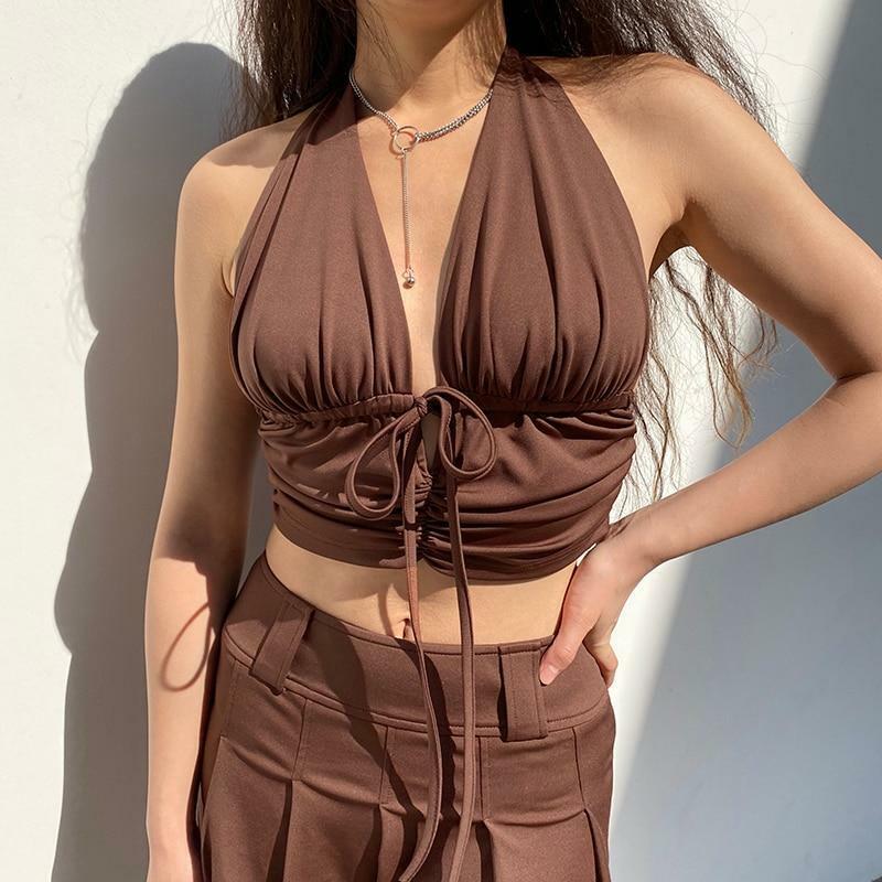 Y2K Aesthetic Beach Crop Top - Retro 90s Grunge Summer Outfit, Y2K Party & Club Fashion