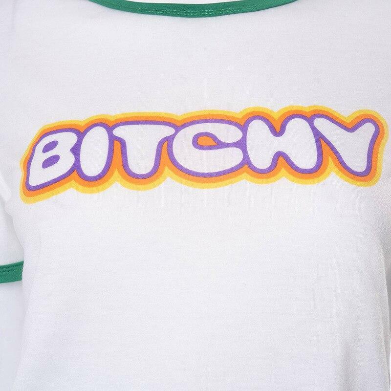 Y2K Aesthetic Letter Print Tee - Retro 90s Grunge, Summer Y2K Outfits, Baby Tees Y2K