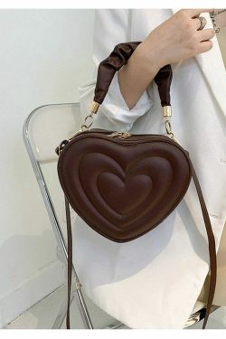 Y2K Aesthetic Retro Vintage Heart Shoulder Bag - 90s Grunge, Y2K Summer, Pastel Goth