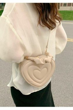 Y2K Aesthetic Retro Vintage Heart Shoulder Bag - 90s Grunge, Y2K Summer, Pastel Goth