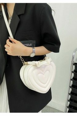 Y2K Aesthetic Retro Vintage Heart Shoulder Bag - 90s Grunge, Y2K Summer, Pastel Goth