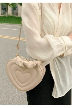 Y2K Aesthetic Retro Vintage Heart Shoulder Bag - 90s Grunge, Y2K Summer, Pastel Goth