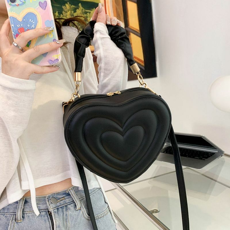 Y2K Aesthetic Retro Vintage Heart Shoulder Bag - 90s Grunge, Y2K Summer, Pastel Goth