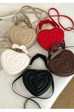 Y2K Aesthetic Retro Vintage Heart Shoulder Bag - 90s Grunge, Y2K Summer, Pastel Goth