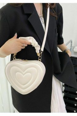 Y2K Aesthetic Retro Vintage Heart Shoulder Bag - 90s Grunge, Y2K Summer, Pastel Goth