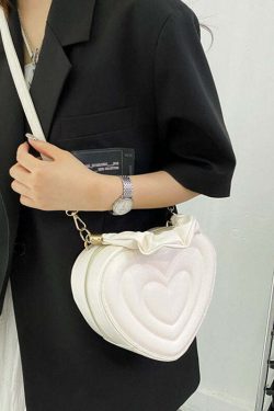 Y2K Aesthetic Retro Vintage Heart Shoulder Bag - 90s Grunge, Y2K Summer, Pastel Goth