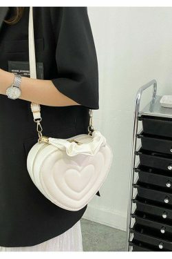 Y2K Aesthetic Retro Vintage Heart Shoulder Bag - 90s Grunge, Y2K Summer, Pastel Goth
