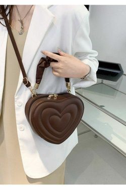 Y2K Aesthetic Retro Vintage Heart Shoulder Bag - 90s Grunge, Y2K Summer, Pastel Goth