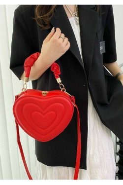 Y2K Aesthetic Retro Vintage Heart Shoulder Bag - 90s Grunge, Y2K Summer, Pastel Goth