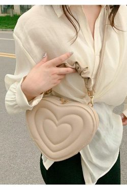 Y2K Aesthetic Retro Vintage Heart Shoulder Bag - 90s Grunge, Y2K Summer, Pastel Goth