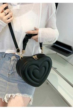 Y2K Aesthetic Retro Vintage Heart Shoulder Bag - 90s Grunge, Y2K Summer, Pastel Goth