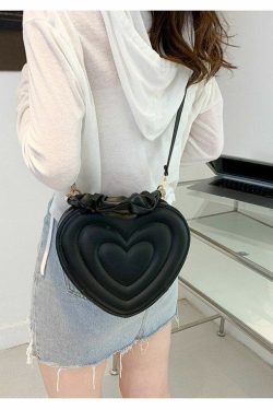 Y2K Aesthetic Retro Vintage Heart Shoulder Bag - 90s Grunge, Y2K Summer, Pastel Goth