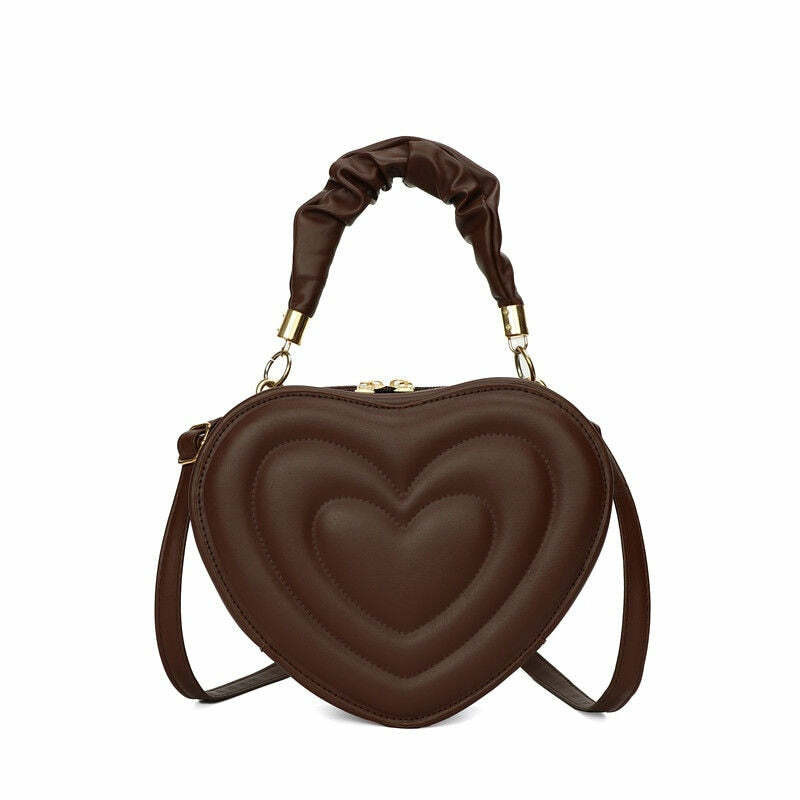 Y2K Aesthetic Retro Vintage Heart Shoulder Bag - 90s Grunge, Y2K Summer, Pastel Goth