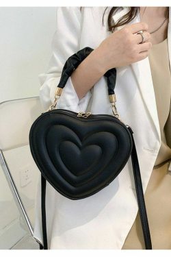 Y2K Aesthetic Retro Vintage Heart Shoulder Bag - 90s Grunge, Y2K Summer, Pastel Goth