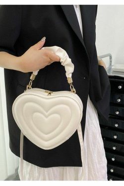 Y2K Aesthetic Retro Vintage Heart Shoulder Bag - 90s Grunge, Y2K Summer, Pastel Goth
