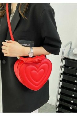 Y2K Aesthetic Retro Vintage Heart Shoulder Bag - 90s Grunge, Y2K Summer, Pastel Goth