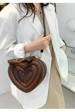 Y2K Aesthetic Retro Vintage Heart Shoulder Bag - 90s Grunge, Y2K Summer, Pastel Goth