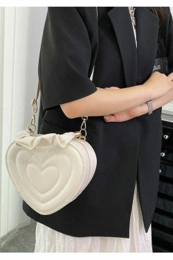 Y2K Aesthetic Retro Vintage Heart Shoulder Bag - 90s Grunge, Y2K Summer, Pastel Goth