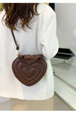 Y2K Aesthetic Retro Vintage Heart Shoulder Bag - 90s Grunge, Y2K Summer, Pastel Goth