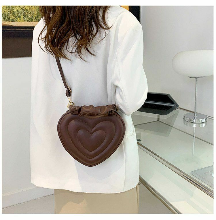 Y2K Aesthetic Retro Vintage Heart Shoulder Bag - 90s Grunge, Y2K Summer, Pastel Goth