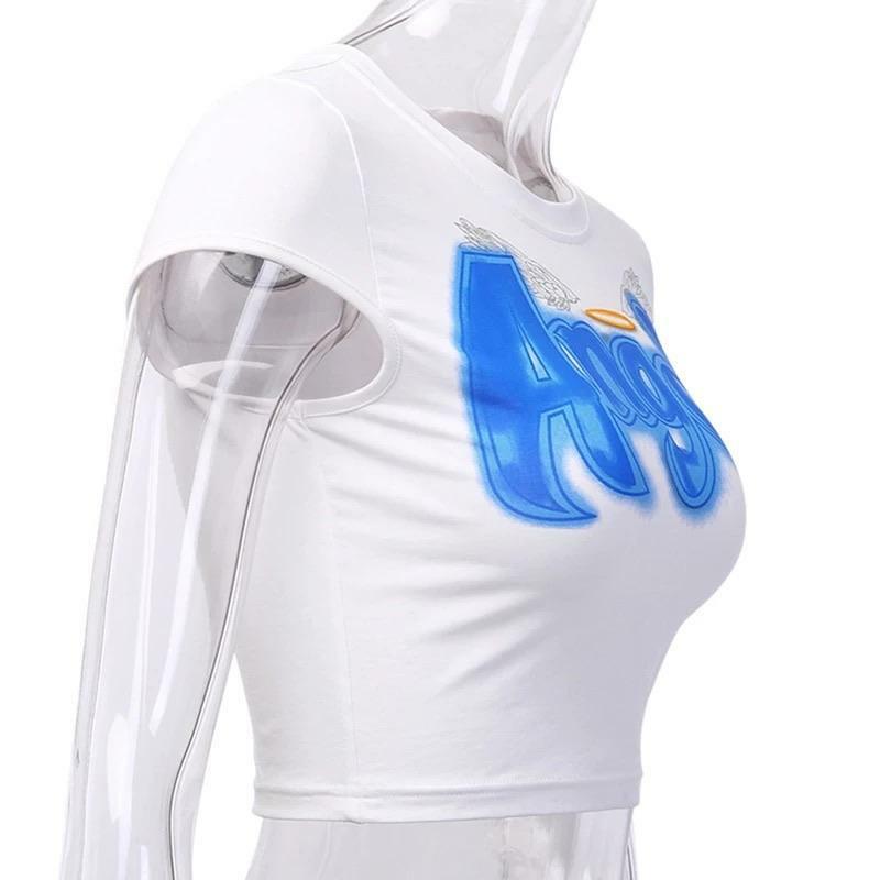 Y2K Angel Halo Crop Top - 90s Grunge, Retro, Pastel Goth, Summer Party & Club Outfits