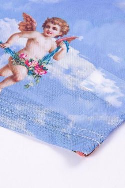 Y2K Angelic Sleeved Crop Top - Retro 90s Grunge, Summer Party, Pastel Goth, Popstar Outfit