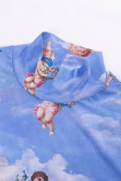 Y2K Angelic Sleeved Crop Top - Retro 90s Grunge, Summer Party, Pastel Goth, Popstar Outfit