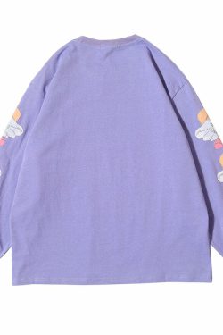 Y2K Anime Creamy Long Sleeves T-Shirt - Retro 90s Grunge, Pastel Goth, Summer Y2K Outfits