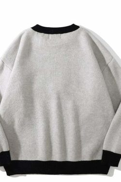 Y2K Anime Girl Knitted Sweater - Harajuku Grunge 90s Fashion, Retro Y2K Summer Outfits