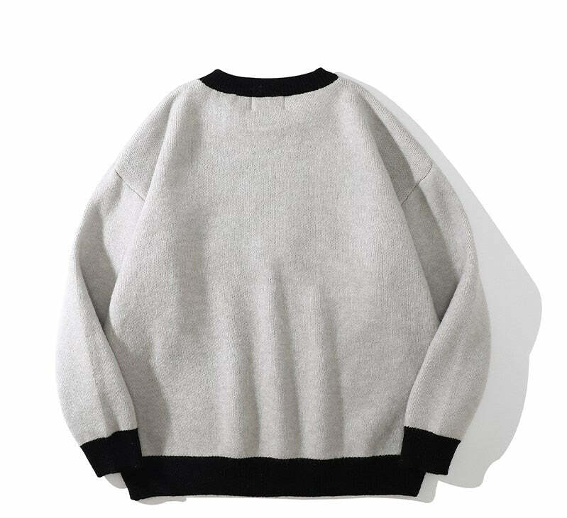 Y2K Anime Girl Knitted Sweater - Harajuku Grunge 90s Fashion, Retro Y2K Summer Outfits